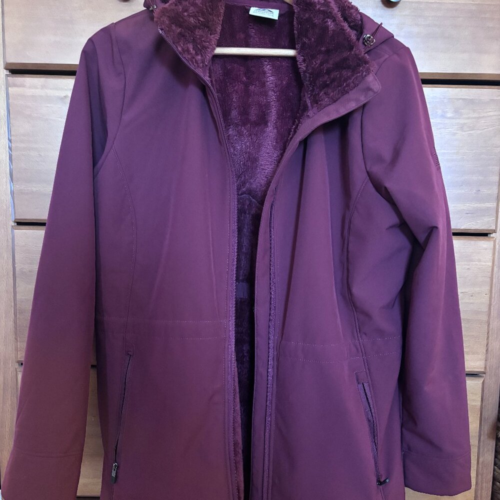 Zeroxposur Lined Knee-Length Windbreaker Trench Coat with Removable Hood